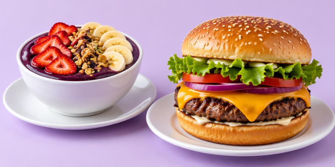 Hambúrguer e açaí